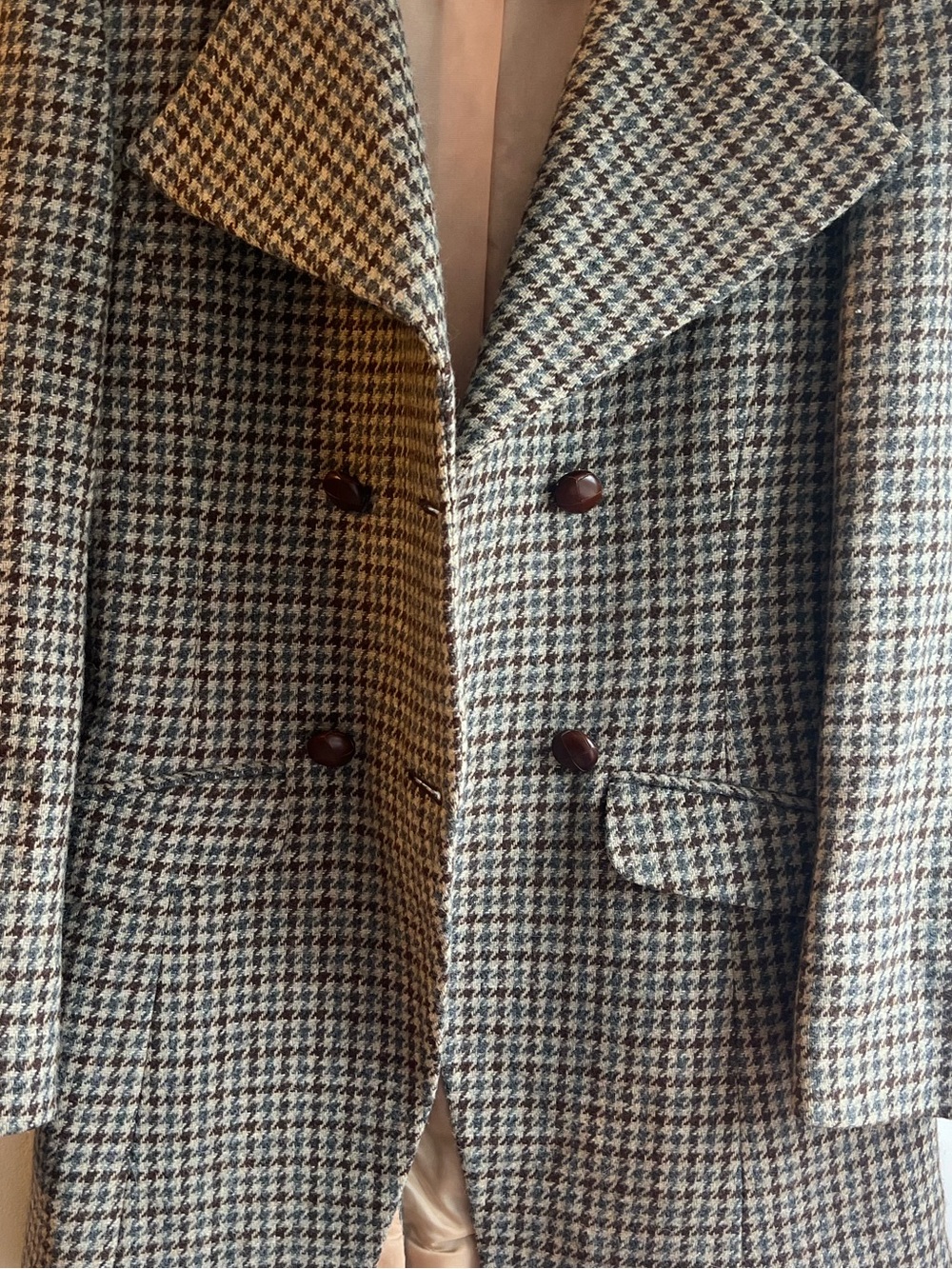 J. Peterman Houndstooth Double-Breasted jacket coat blazer NWOT wool - Picture 2 of 5